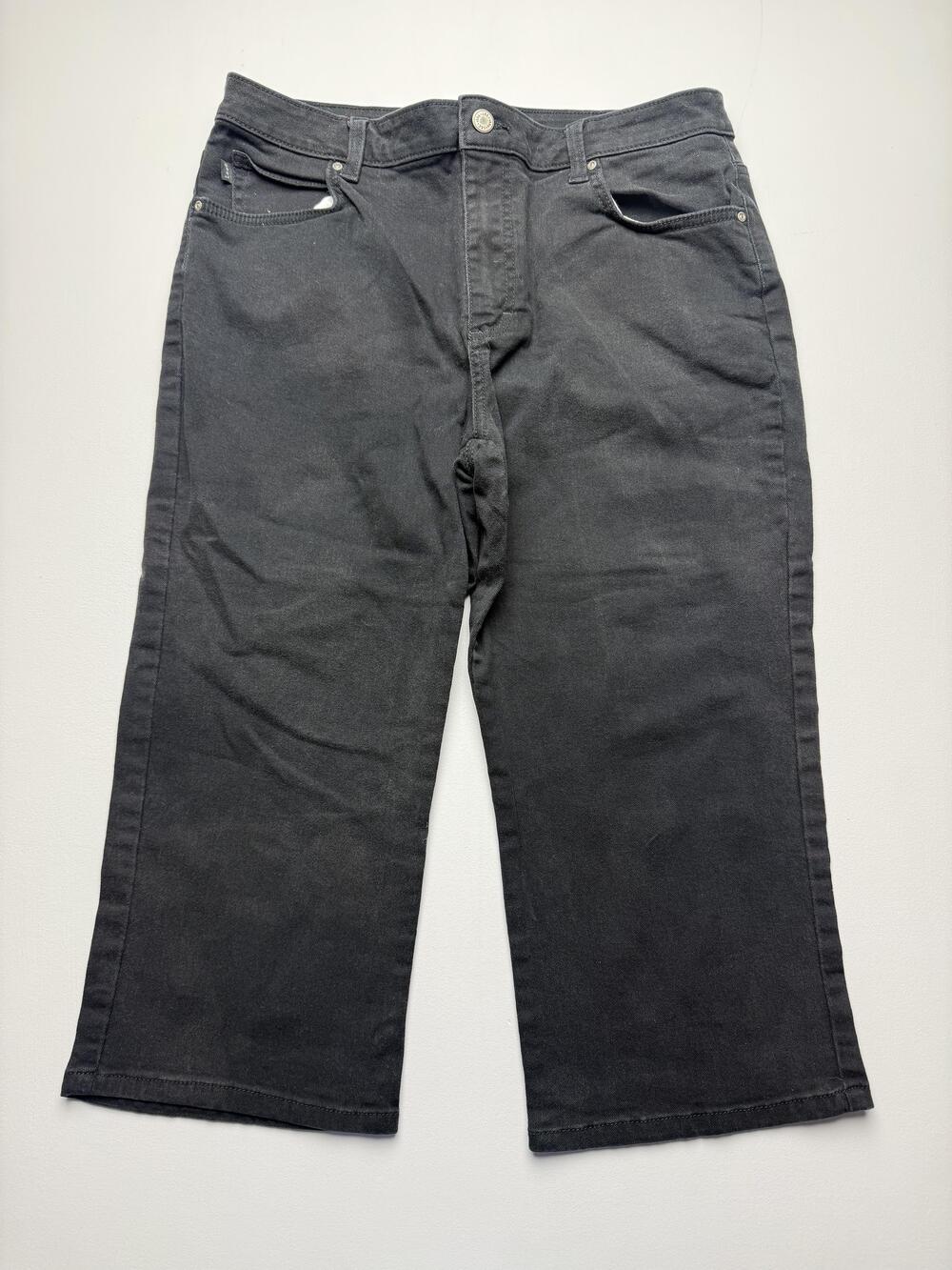 Lee Jeans Womens 12 Gray Charcoal Wash Relaxed Fit Crop Stretch Denim Mid Rise